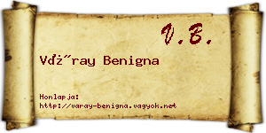 Váray Benigna névjegykártya